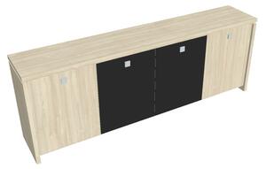 Nízká skříň Verno 248 x 46 x 90 cm, kombinované dveře, akát / černá