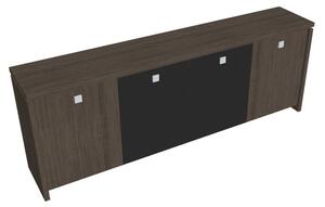 Nízká skříň Verno 248 x 46 x 90 cm, kombinované dveře, dub antracit / černá