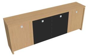 Nízká skříň Verno 248 x 46 x 90 cm, kombinované dveře, dub světlý / černá