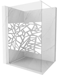 Mexen Kioto, Walk-In sprchová zástěna 70 x 200 cm, 8mm sklo čiré/bílý vzor, bílý profil, 800-070-101-20-85