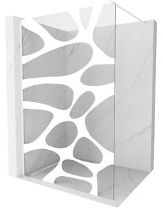 Mexen Kioto, Walk-In sprchová zástěna 70 x 200 cm, 8mm sklo čiré/bílý vzor, bílý profil, 800-070-101-20-97