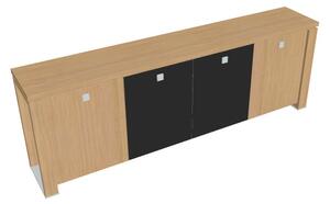 Nízká skříň Verno+ 260 x 46 x 90 cm, kombinované dveře, dub světlý / černá