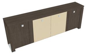 Nízká skříň Verno+ 260 x 46 x 90 cm, kombinované dveře, dub antracit / vanilka