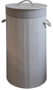 Kulatý bambusový koš na prádlo - 60 l Bílá