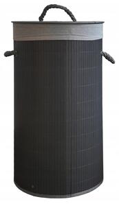 Kulatý bambusový koš na prádlo - 60 l Šedá