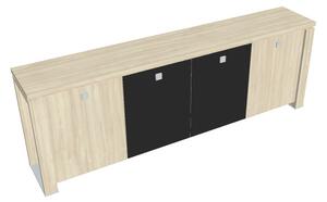 Nízká skříň Verno+ 260 x 46 x 90 cm, kombinované dveře, akát / černá