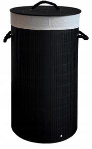 Kulatý bambusový koš na prádlo - 60 l Černá