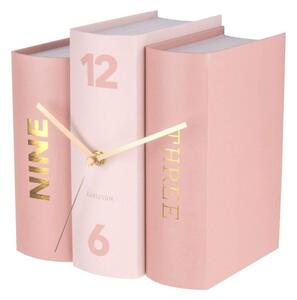 Designové stolní hodiny Knihy 20 cm růžové - Karlsson