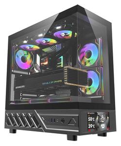 Počítačová skříň DarkFlash DS950V s displejem (černá) + 6 ventilátorů