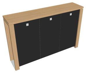 Střední skříň Verno+ 200 x 46 x 130 cm, skleněné dveře, dub světlý / černá