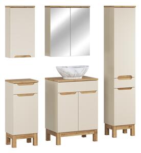 Comad Koupelnová sestava Bali Casad Pati s deskou, umyvadlem, skříňkami a zrcadlem 60 cm kašmírová/dub wotan