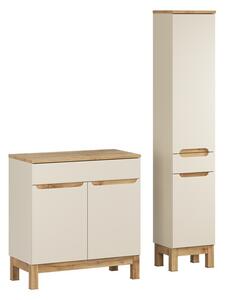 Comad Koupelnová sestava Bali Casad s deskou a skříňkami 80 cm kašmírová/dub wotan