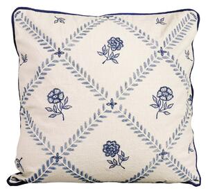 Vyšívaný povlak na polštář Lovisa Blue/White 45 × 45 cm