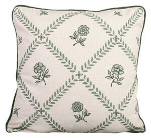 Vyšívaný povlak na polštář Lovisa Green/White 45 × 45 cm