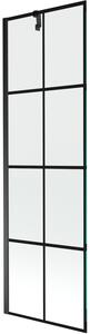 Mexen Next, vanová zástěna 1-křídlová 60 x 150 cm, fixní křídlo, 6 mm čiré sklo s černým vzorem, černý profil, 895-060-000-00-77-70
