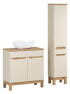 Comad Koupelnová sestava Bali Casad s deskou, umyvadlem a skříňkami 80 cm kašmírová/dub wotan