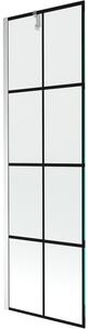 Mexen Next, vanová zástěna 1-křídlová 60 x 150 cm, fixní křídlo, 6 mm čiré sklo s černým vzorem, chromový profil, 895-060-000-00-77-01