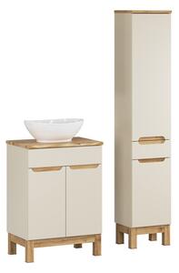 Comad Koupelnová sestava Bali Nature Lola s deskou, umyvadlem a skříňkami 60 cm kašmírová/dub wotan