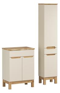 Comad Koupelnová sestava Bali Nature s deskou a skříňkami 60 cm kašmírová/dub wotan
