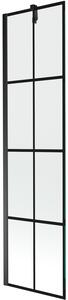 Mexen Next, vanová zástěna 1-křídlová 50 x 150 cm, fixní křídlo, 6 mm čiré sklo s černým vzorem, černý profil, 895-050-000-00-77-70
