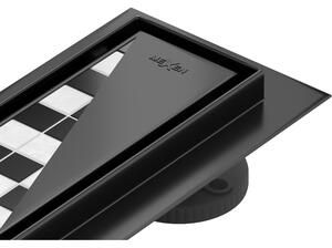 Mexen Flat 360°, nerezový sprchový žlab vzor M13 2v1 pro vložení dlažby 50 cm, černá matná, 1710050-40
