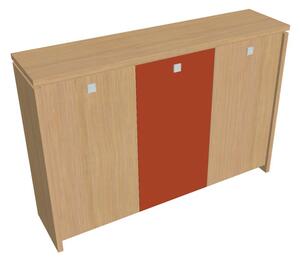 Střední šatní skříň Verno 188 x 46 x 130 cm, kombinované dveře, dub světlý / oranžová