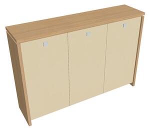 Střední šatní skříň Verno 188 x 46 x 130 cm, skleněné dveře, dub světlý / vanilka