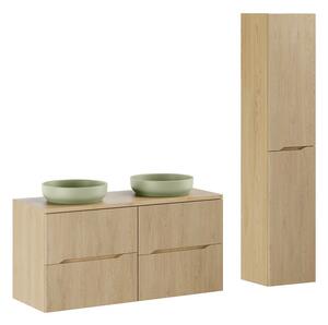 Comad Koupelnová sestava Nordic River s deskou, umyvadly a skříňkami 120 cm dub cremona