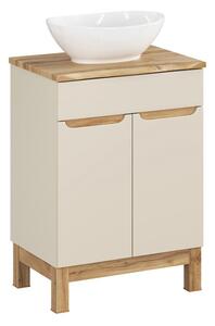 Comad Koupelnová skříňka Bali Nature Lola s deskou a umyvadlem 60 cm kašmírová/dub wotan