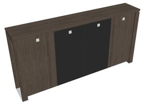 Střední šatní skříň Verno+ 260 x 46 x 130 cm, kombinované dveře, dub antracit / černá