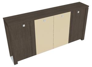 Střední šatní skříň Verno+ 260 x 46 x 130 cm, kombinované dveře, dub antracit / vanilka