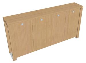Střední šatní skříň Verno+ S 260 x 46 x 130 cm , dub světlý / černá