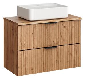 Comad Závěsná skříňka Casad Nature Magic s deskou a umyvadlem 80 cm dub wotan