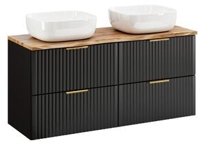 Comad Závěsná skříňka Casad Nature Smile s deskou a umyvadly 120 cm dub wotan/černá