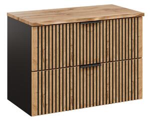 Comad Závěsná skříňka Casad Nature s deskou 80 cm dub wotan/černá