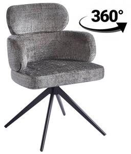 Furnitex Otočná Židle S Látkovým Čalouněním, Šedý Kovový Rám, 360° Otočení