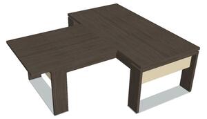 Stůl Verno+ S 200 x 220 cm s jednacím prvkem, dub antracit / vanilka