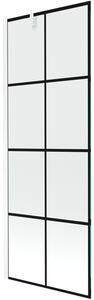 Mexen Next, vanová zástěna 1-křídlová 70 x 150 cm, fixní křídlo, 6 mm čiré sklo s černým vzorem, bílý profil, 895-070-000-00-77-20