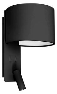 Nástěnné světlo Fold s LED lampou na čtení, černá