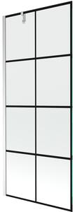 Mexen Next, vanová zástěna 1-křídlová 80 x 150 cm, fixní křídlo, 6 mm čiré sklo s černým vzorem, chromový profil, 895-080-000-00-77-01