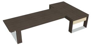 Stůl Verno+ S 200 x 370 cm s jednacím prvkem, dub antracit / vanilka