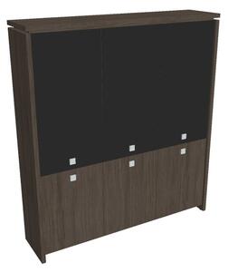 Vysoká skříň Verno 188 x 46 x 210 cm, kombinované dveře, dub antracit / černá