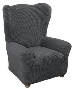 Super strečové potahy GLAMOUR šedé sedačka s otomanem vlevo (š. 210 - 270 cm)