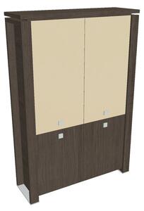 Vysoká skříň Verno+ 140 x 46 x 210 cm, kombinované dveře, dub antracit / vanilka