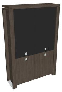 Vysoká skříň Verno+ 140 x 46 x 210 cm, kombinované dveře, dub antracit / černá