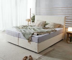 DELIFE Boxspring postel Dream-Well plyšový manšestr béžová 180x200 cm TFK matrace Visco topper