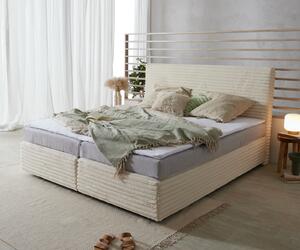 DELIFE Boxspring postel Dream-Well plyšový manšestr béžová 180×200 cm Bonell matrace PU topper