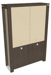 Vysoká skříň Verno+ S 140 x 46 x 210 cm, kombinované dveře, dub antracit / vanilka