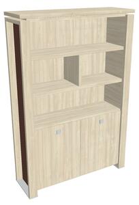 Vysoká skříň Verno+ S 140 x 46 x 210 cm, s regálem, akát / hnědá