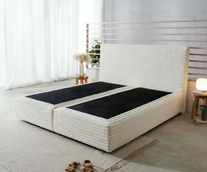 DELIFE Boxspring postel Dream-Well plyšový manšestr béžová 180×200 cm